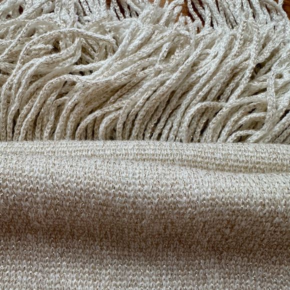 Crate & Barrel Cream/Gold Tinsel Throw New - Picture 2 of 3